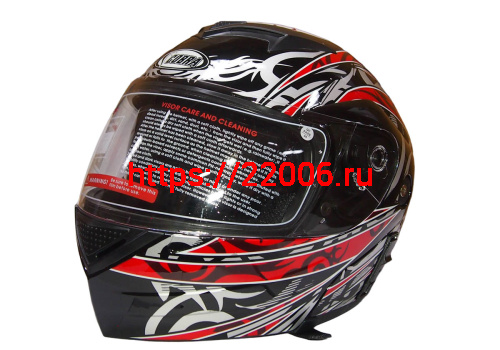 Шлем модуляр COBRA JK111, черный с красным графика(9), с очками, размеры S Шлем модуляр COBRA JK111, черный с красным графика(9), с очками, размеры S