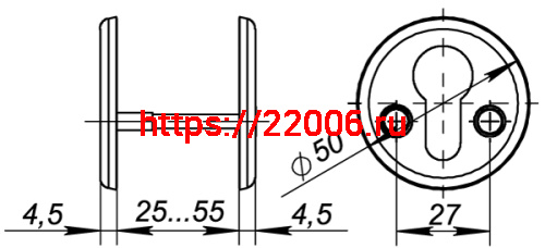 Накладка Fuaro (Фуаро) на цилиндр ET.R.FIN001 (ESC-С-001) CP хром фото 4