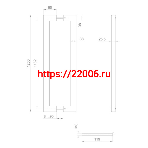 Ручка-скоба Fuaro (Фуаро) PULL.PH38/1200.26 INOX 304 (PH-26-38/1200-INOX) BLACK фото 3 Ручка-скоба Fuaro (Фуаро) PULL.PH38/1200.26 INOX 304 (PH-26-38/1200-INOX) BLACK фото 3