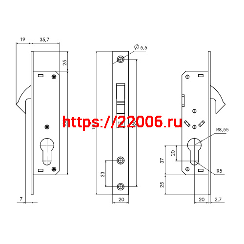 Корпус Punto (Пунто) узкопрофильного замка METLR-201C (LR-201C) CP хром фото 3 Корпус Punto (Пунто) узкопрофильного замка METLR-201C (LR-201C) CP хром фото 3