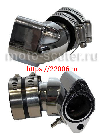 Патрубок карбюратора в сборе 4-Т хром, 125 KOSO Патрубок карбюратора в сборе 4-Т хром, 125 KOSO