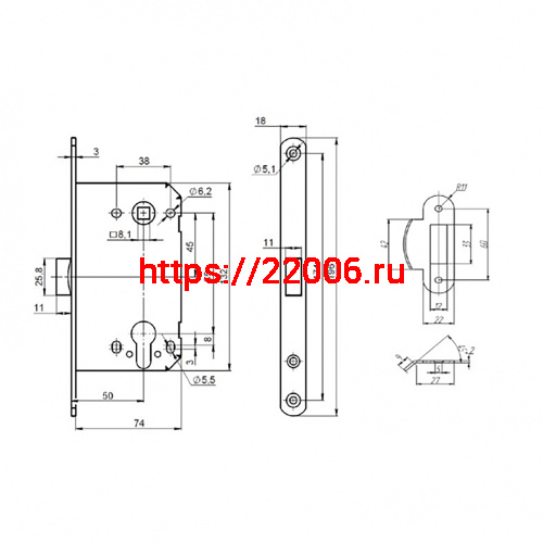 Корпус Punto (Пунто) замка PL85-50/BL BL (черный) фото 3