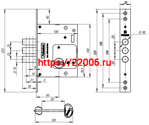 Замок Fuaro (Фуаро) врезной сувальдный MDV25/S-60.00.3R16 4key фото 4 Замок Fuaro (Фуаро) врезной сувальдный MDV25/S-60.00.3R16 4key фото 4