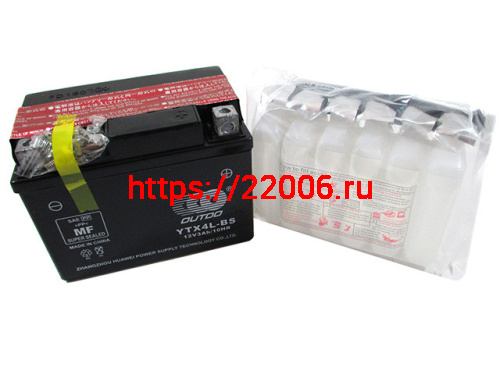 Аккумулятор OUTDO MF YTX4L-BS (12v/4hr) сухозаряженный, с электролитом (113*70*85) 8