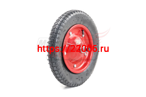 Колесо тачки садовой 8" 3,25-8" (W13) (С ОСЬЮ 16мм) ступица, подшипник, камера Колесо тачки садовой 8" 3,25-8" (W13) (С ОСЬЮ 16мм) ступица, подшипник, камера