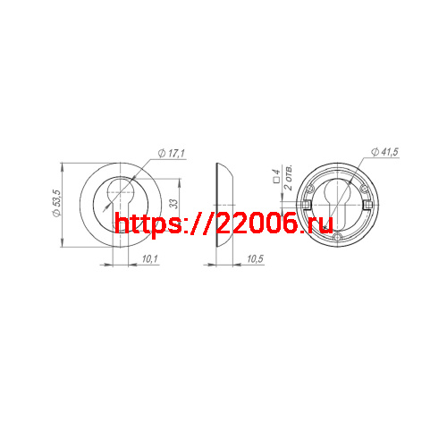 Накладка Punto (Пунто) под цилиндр ET.R.ZR54 (ET ZR) SN/CP-3 матовый никель/хром фото 2