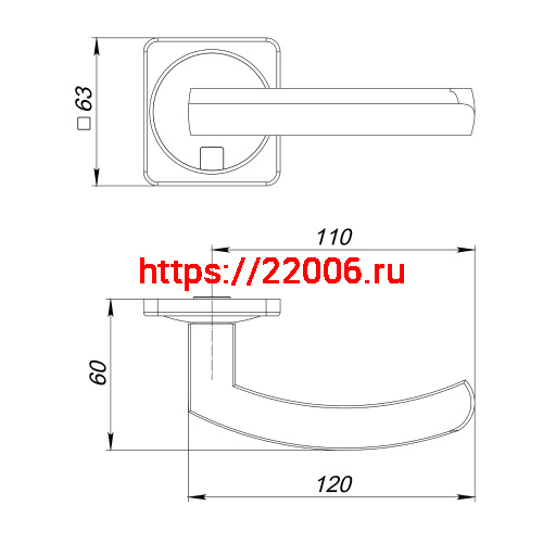 Ручка Fuaro (Фуаро) раздельная K.MSC62.MOSAIC BL-24 черный, квадрат 170 мм фото 2