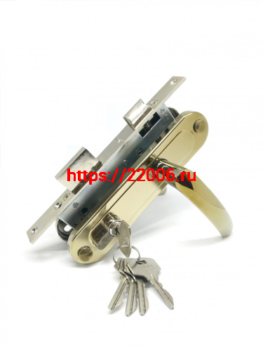 Замок Zenit (Зенит) врезной цилиндровый с защёлкой в комплекте с ручкой ЗВ7-70.4-02 (золото лак), 5 кл. Замок Zenit (Зенит) врезной цилиндровый с защёлкой в комплекте с ручкой ЗВ7-70.4-02 (золото лак), 5 кл.