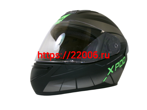 Шлем TVS RACING (Индия) XPOD DULL BLACK NEON GREEN размер L