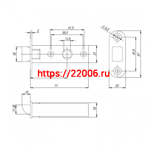 Защелка Punto (Пунто) PLASTPL45-R20 (PL45-R20) (врезная) SN мат. никель тех.упаковка без ответной планки фото 2 Защелка Punto (Пунто) PLASTPL45-R20 (PL45-R20) (врезная) SN мат. никель тех.упаковка без ответной планки фото 2