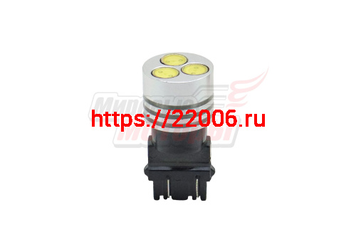 Лампа 12 В P27/7W (3157) W3x16D, 3 светодиода повышенной мощности 1W, без цоколя, белая Лампа 12 В P27/7W (3157) W3x16D, 3 светодиода повышенной мощности 1W, без цоколя, белая