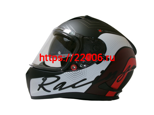 Шлем TVS RACING (Индия) STREET D/V DULL BLACK RED размер M, + пинлок в комплекте, очки фото 2
