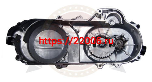Крышка картера GY6-50 левая короткая 10" 400мм (вариатора FT50QT-4) с пусковым устройством фото 2