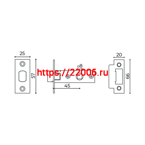 Защелка Ajax (Аякс) врезная PLASTLP45-8 (LP45-8) SSG сатин.золото фото 3