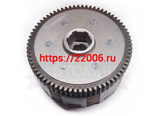 Барабан сцепления CB250 см3 Zongshen ZS 172FMM в сборе (8 паз+8 полуп.) 6 болт 7 диск 70T(100202857) фото 2